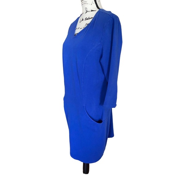 Women’s Denim & Co. Active Size Large French Terry Dress Pockets Comfortable - Picture 2 of 6